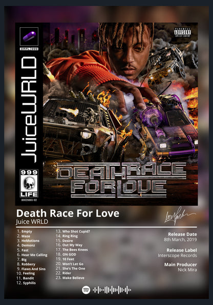 Juice WRLD Death Race For Love album poster wall art
