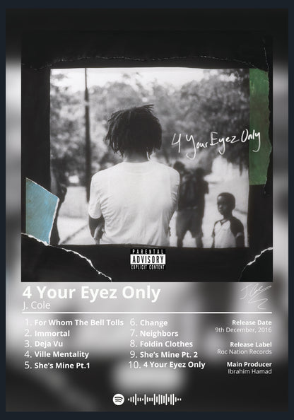 J.Cole 4 Your Eyez Only album poster wall art