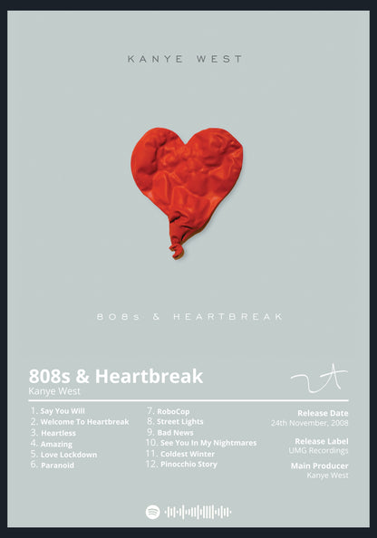 Kanye West 808s & Heartbreak album poster wall art