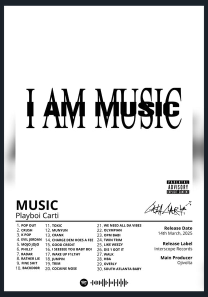 Playboi Carti MUSIC album poster wall art