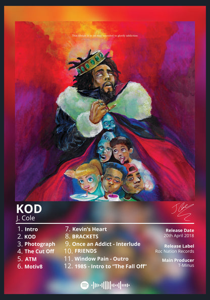 J.Cole KOD album poster wall art