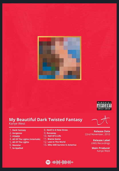 Kanye West My Beautiful Dark Twisted Fantasy album poster wall art