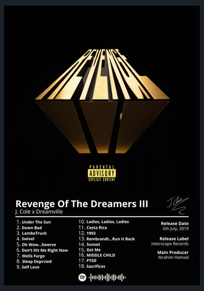 J.Cole Revenge Of The Dreamers III album poster wall art
