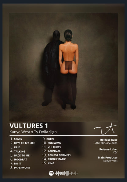 Kanye West VULTURES 1 album poster wall art
