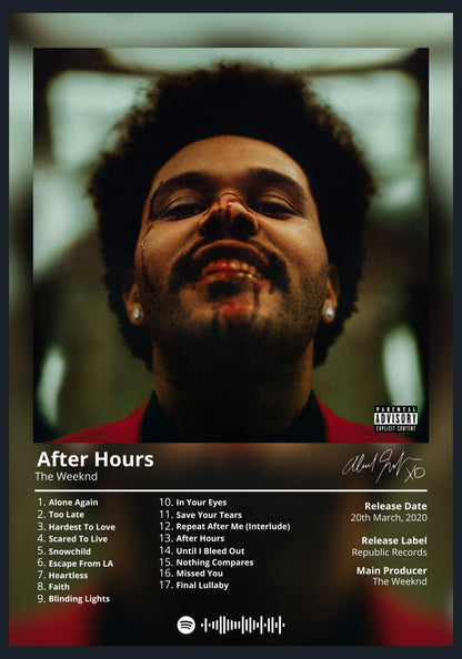 The Weeknd After Hours album poster wall art