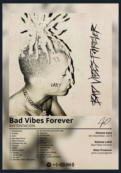 XXXTENTACION Bad Vibes Forever album poster wall art