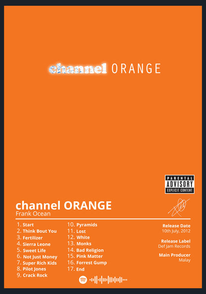 Frank Ocean channel ORANGE album poster wall art