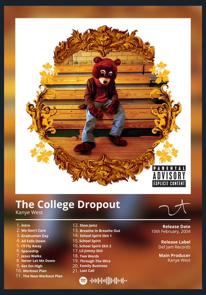 Kanye West The College Dropout album poster wall art