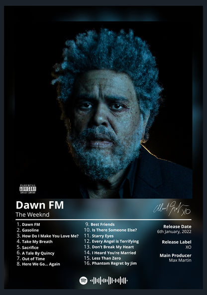 The Weeknd Dawn FM album poster wall art