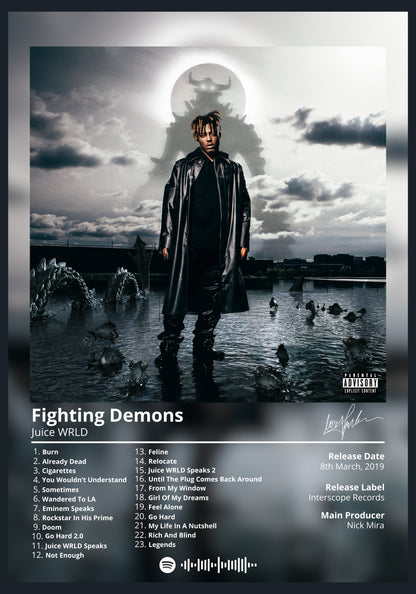 Juice WRLD Fighting Demons album poster wall art