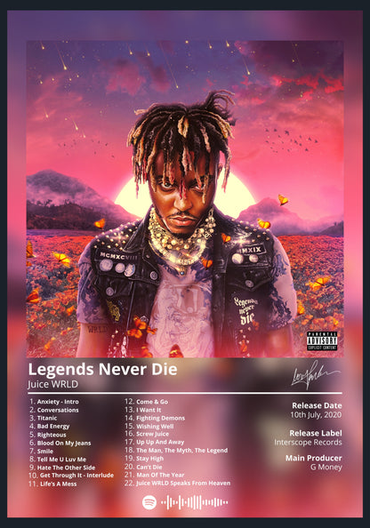 Juice WRLD Legends Never Die album poster wall art