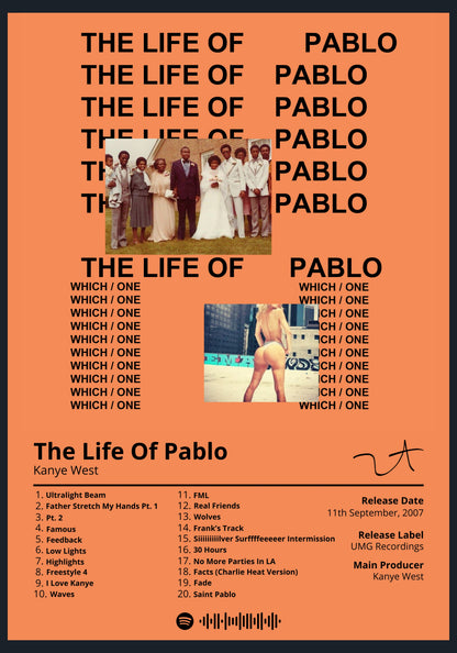 Kanye West The Life Of Pablo album poster wall art