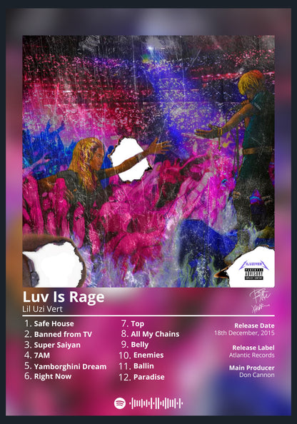 Lil Uzi Vert Luv Is Rage album poster wall art