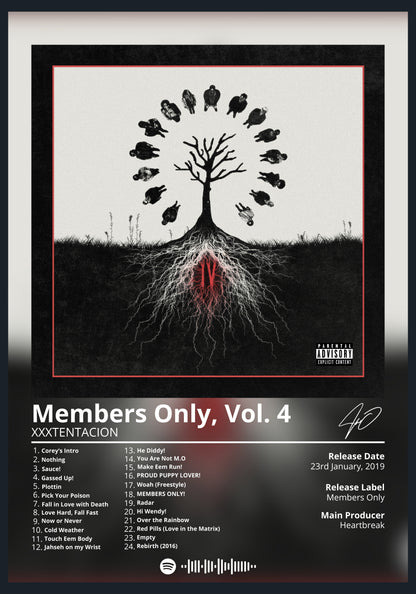 XXXTENTACION Members Only, Vol. 4 album poster wall art