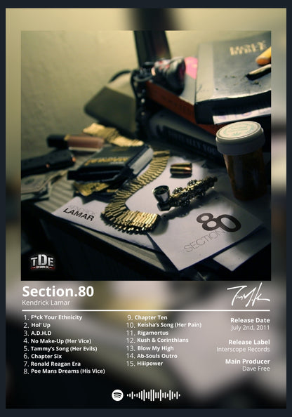Kendrick Lamar Section.80 album poster wall art