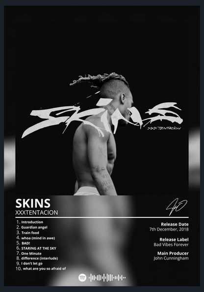XXXTENTACION SKINS album poster wall art