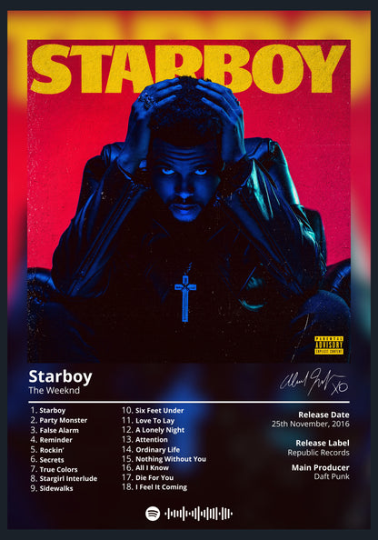 The Weeknd Starboy album poster wall art