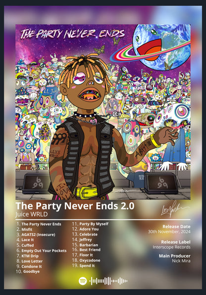 Juice WRLD The Party Never Ends 2.0 album poster wall art