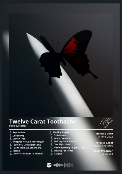 Post Malone Twelve Carat Toothache album poster wall art