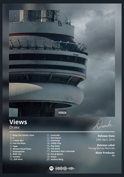 Drake Views album poster wall art