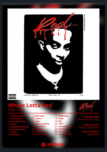Playboi Carti Whole Lotta Red album poster wall art